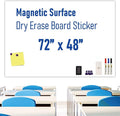 Large Magnetic Whiteboard for Wall - Adhesive Backing 72" x 48" Dry Erase Board White Board Sheet for Conference Room Office Home Include Starter Kit