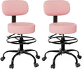 Drafting Chair with Back, Adjustable Foot Rest Rolling Stool (2, Pink)