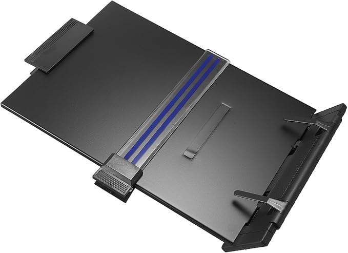 Zerodeko Adjustable Black Desktop Book Stand and Copyholder with Paper Holder for Office Reading and Typing, Ergonomic Document Holder for Desk Organization and Learning