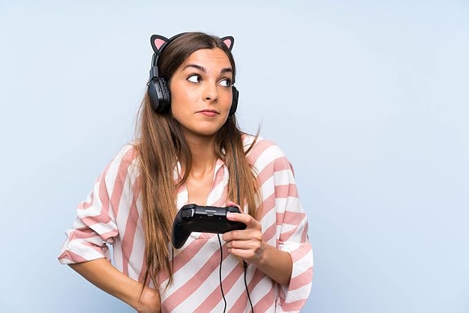 REEYEAR Cute Cat Ears Fits HypreX Cloud/Stinger/Cloud Flight Headsets, Universal Fit Lovely Kitty Adjustable Attachment Straps for Video Live Gaming Headphone, Black & Pink