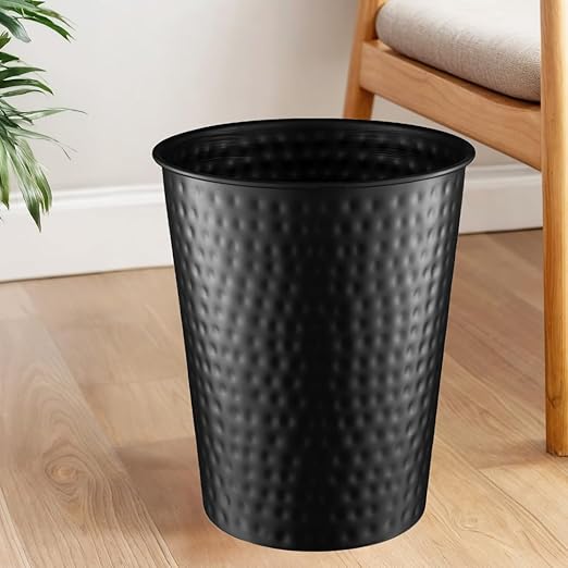 Monarch Abode Hand Hammered Metal Desk Wastebasket – Black
