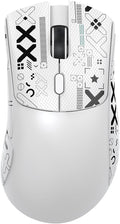 MAMBASNAKE Attack Shark R1 Wireless Gaming Mouse, PixArt PAW3311 Optical Sensor 18K DPI, 59g Lightweight 2.4Ghz/BT5.2/Wired Computer Mice with Programmable Buttons for PC/Laptop/Win/Mac - White&Tape