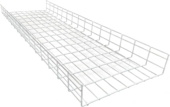 Wire Mesh Cable Tray, 60" x 18" x 4", | Zinc Plated Steel Cable Management Rack, Adjustable Cable Basket for Network, AV, Fiber Optic, Garage & Office Use(2Pcs)