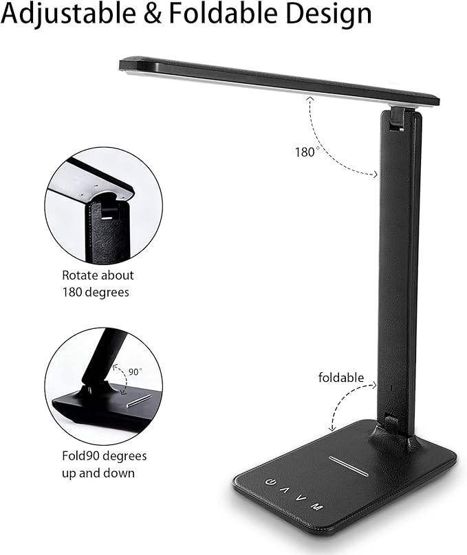 Desk lamp,LED Lamp with USB Charger Port,Touch Control,5 Color Modes,5 Brightness Levels,Eye-Protecting Table Lamp,Led Lights for Bedroom,Home,Office,Black