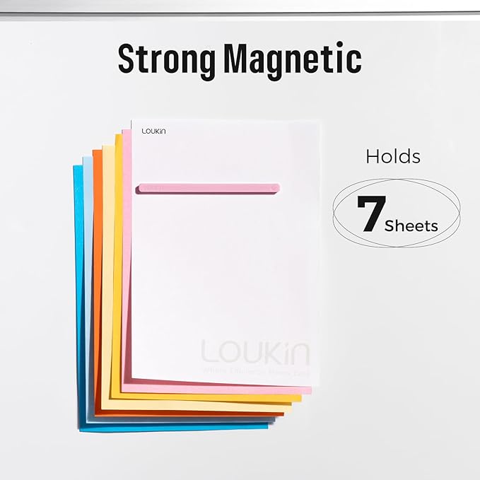 Loukin 4 pcs Rectangular Magnets, Colorful Fridge Plastic Strips Embedded Magnets, Decorative Refrigerator Magnets for Whiteboard, Kitchen and Office (Yellow & Sky Blue & Purple & Pink, S)