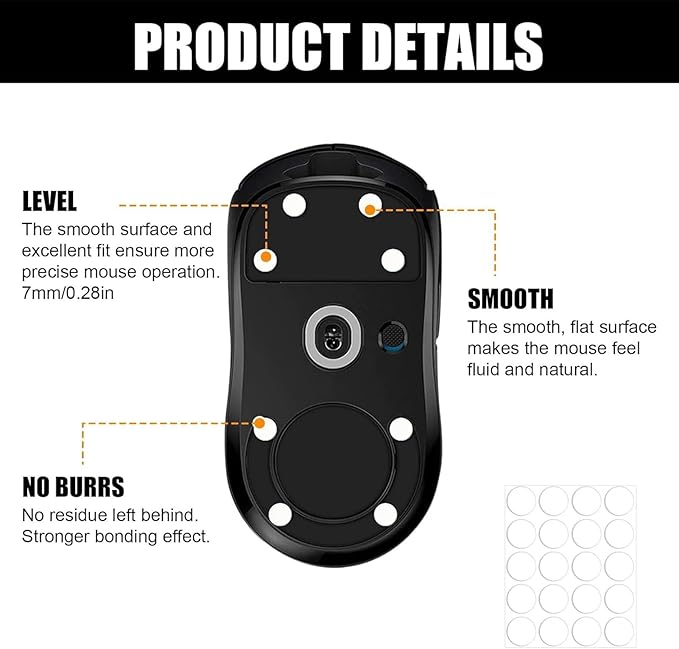 200 Pcs Dot Mouse Glide Sliders, Universal 6.5mm PTFE Mouse Feet Skate Stickers, Smooth Sliding Pads Compatible with All Mousepads, Wear-Resistant Smooth Glide Mice Glass Skates Pad (White)
