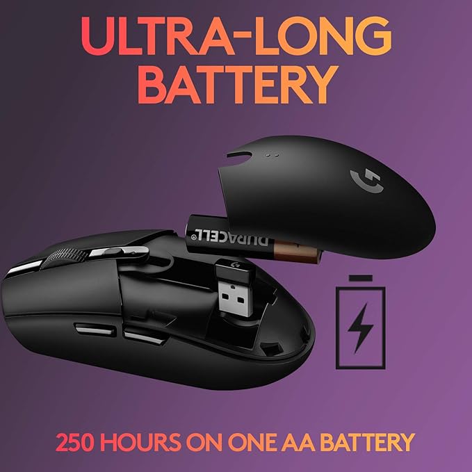 Logitech G305 Lightspeed Wireless Gaming Optical Mouse, Black | Hero Sensor, 12,000 DPI, Lightweight, 6 Programmable Buttons, 250h Battery, Onboard Memory, PC/Mac | Signature Series Gift Bundle