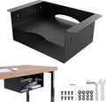 GOME Under Desk Storage Metal Shelf Double Layer Design with Adjustable Tray Organizer Drawer with Big Hole in The Back for Stand Up Desks Office Desks Workstations Tv Stand