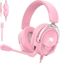 K98 Wired Gaming Headset, Durable Aluminum Frame Gaming Headset with Memory Earmuffs, 50mm Dynamic Drivers Stereo Surround Sound, Over Ear Headset for PC, PS4, PS5, Switch, Xbox One, Mac (Pink)