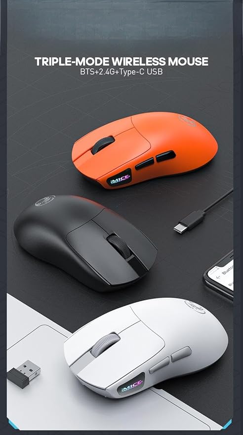 Maine Charging 3-Mode Wireless Gaming Mouse with 12800 DPI. Lightweight Design. Factory Wholesale Sales. (Black, 100PACK)
