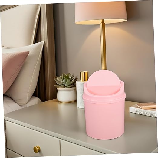 Amosfun Mini Desk Trash Can Small Waste Bin Desk Top Garbage Can Office Slim Swing Lid for Home Office