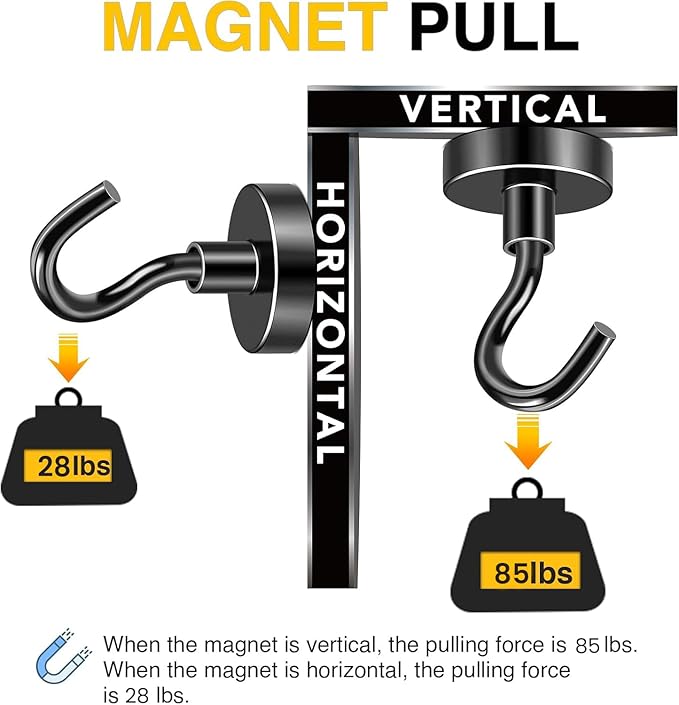 DIYMAG Magnetic Hooks,10pack Magnet Hook Essentials Strong Heavy Duty Magnetic Hooks for Hanging Kitchen Refrigerator Classroom Cruise Cabins Accessories Hooks Black