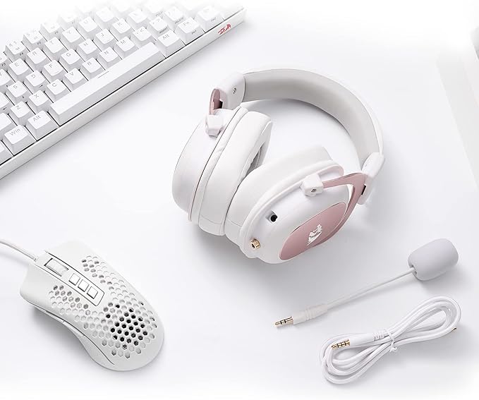 Redragon H510 Zeus White Wired Gaming Headset - 7.1 Surround Sound - Memory Foam Ear Pads - 53MM Drivers - Detachable Microphone - Multi Platforms for PC, PS4/3 & Xbox One/Series X, NS