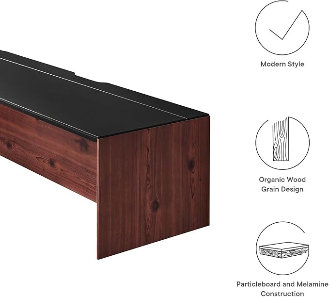 Modway EEI-6312-BLK-CHE Kinetic 49" Wall-Mount Office Desk with Cabinet and Shelf, Black Cherry