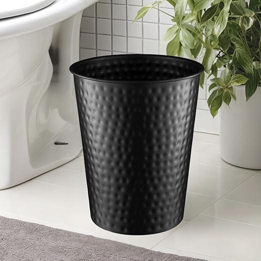 Monarch Abode Hand Hammered Metal Desk Wastebasket – Black