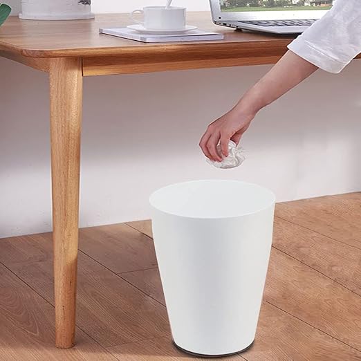 Feisco Small Trash Can,Plastic Round Bathroom Wastebasket Garbage Can for Bathroom Bedroom Kitchen Office (White, Pack of 4)