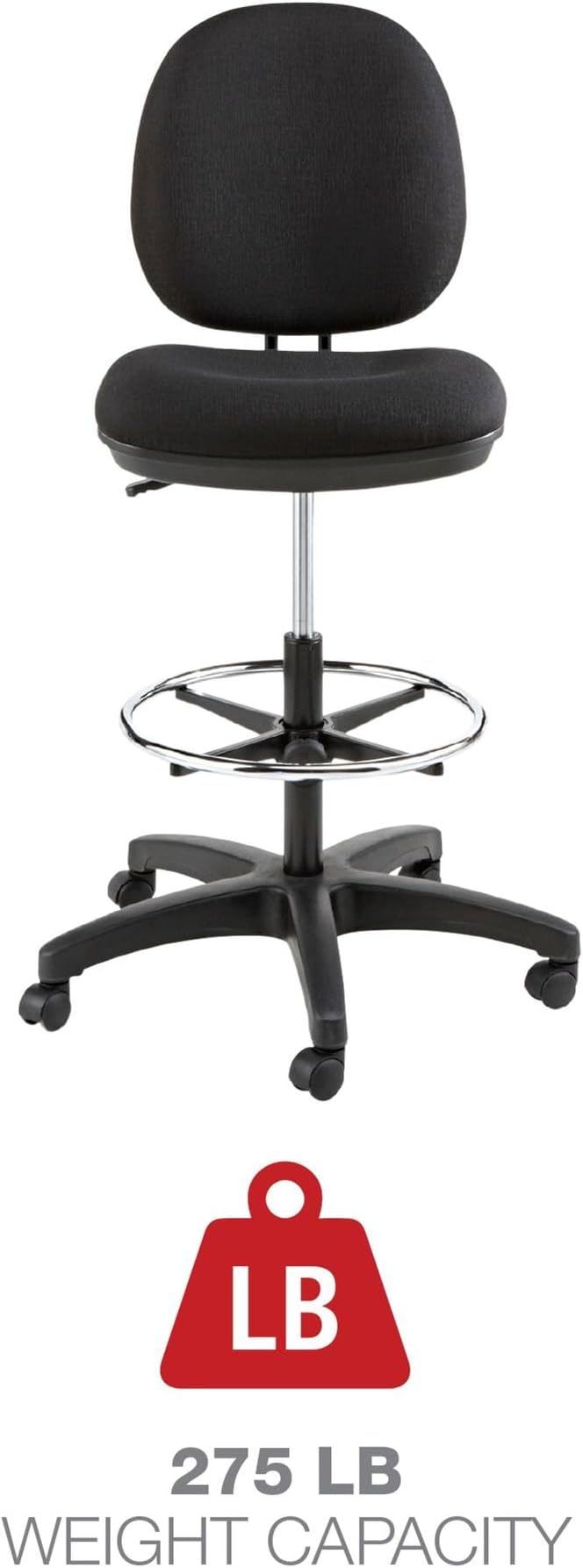 Alera Interval Series Swivel Task Stool, 100% Acrylic, Black