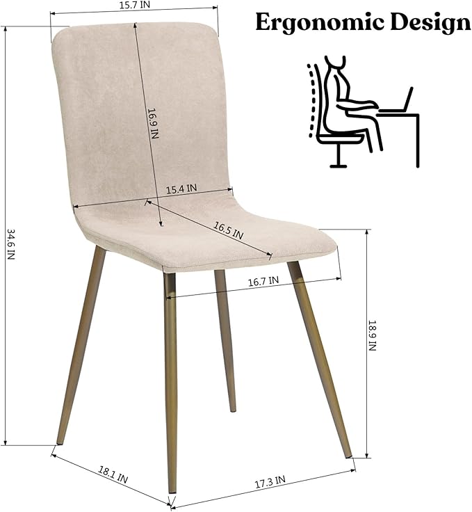 Homy Casa 5-Piece Home Office Set, Mid-Century Modern Style Rectangular Top Table & Upholstered Comfy Accent Chairs for Home Office Reception Room, 4 Chairs and 1 Table, Brown&Beige