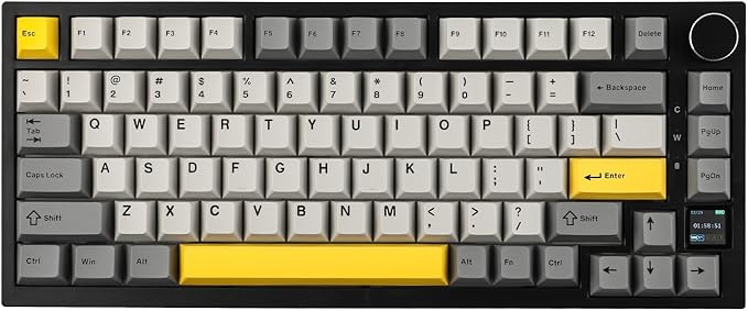 EPOMAKER Ajazz AK820 Pro 75% Wireless Mechanical Keyboard with TFT Smart Display&Knob, Gasket-Mounted Gaming Keyboard, BT/2.4GHz/USB-C Wired (Grey, Flying Fish Switch)