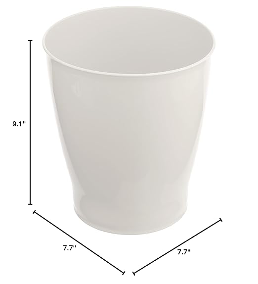 iDesign Small Round Plastic Bathroom Trash Can - Ideal for Bathroom or Office - White - Made in USA