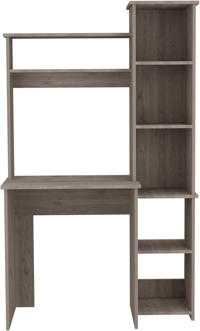 2 Piece Office Set, Bookcase + Desk, Light Gray