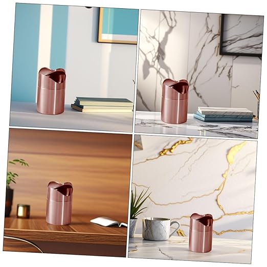 Luxshiny Bathroom Trash Can Lid Mini Can Press Lid Countertop Garbage Bin Tiny Waste Basket Rustic Decorative Storage Bin