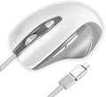 USB C Wired Mouse, Ergonomic Large Size Gaming and Office Mouse with USB C to USB A Adapter for MacBook Pro, iPad Pro, Computer and Laptops-White