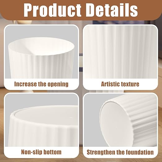 Small Platic 2 Gallon Trash Can - Compact Wastebin for Bathroom, Kitchen, Office, Home Use - Beige