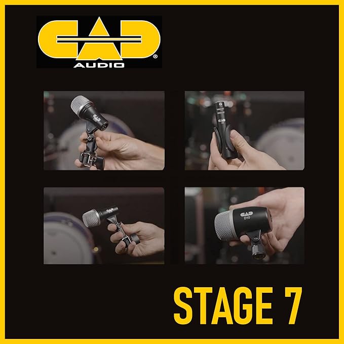 CAD Audio Stage7 Premium 7-Piece Drum Instrument Mic Pack with Vinyl Carrying Case + 7 On Stage Microphones Cables, 20 Feet