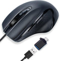 USB-C Wired, Large Size, Ergonomic, Gaming and Office Mouse with 6 Buttons, 4 Level DPI, Page Down/Up Buttons for MacBook Pro, iPad Pro & Laptops, Computer (Black)