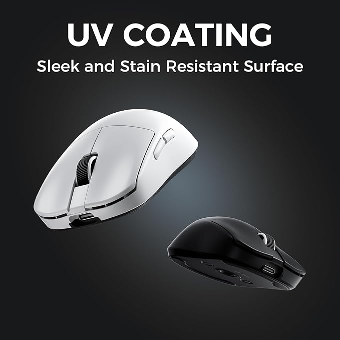 MCHOSE L7 Ultra Plus Wireless Gaming Mouse, PAW3950 42K Sensor, 500mAh, Wireless/Wired Dual 8K Polling, 46g Ultra-Light Weight, 2.4GHz RF/BT/Wired Tri-Mode Connection - White