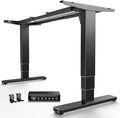 HUANUO Standing Desk Frame with 220lbs Powerful Brushless Motor, Double Crossbeam Structure, Thick Adjustable Desk Legs, for Max 35.4″ x 86.6″ Desktop, for Home Office, Black Frame Only