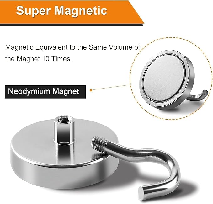 DIYMAG Magnetic Hooks, 170 LB Heavy Duty Strong Magnet with Hook, Rare Earth Neodymium Magnets for Hanging, Magnetics Hanger for Curtain, Home, Kitchen, Workplace,Silver 20 Packs