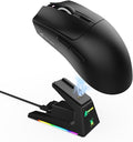 ATTACK SHARK X1 Ultralight Wireless Gaming Mouse with Magnetic RGB Charging Dock,PixArt PAW3395 Pro Sensor,40000DPI,BT/2.4Ghz/Wired,1K Polling,Optical Micro Switch,Web Driver for PC Mac Gamer(Black)