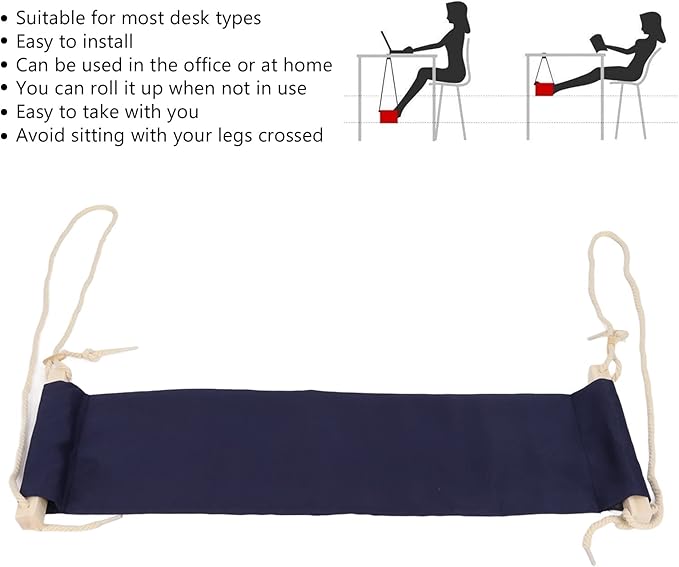 Foot Hammock Under Desk Footrest, Foot Rest Hammock, Adjustable Office Footrest, Foot Hammock Breathable Adjustable Portable for Office Home(Blue)