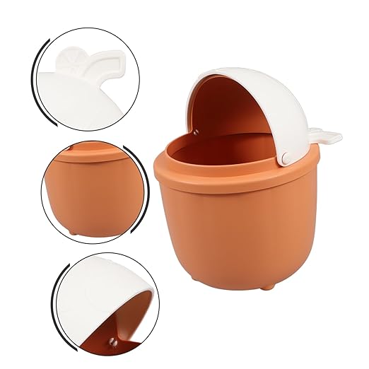 SHOWERORO Cute Mini Trash Can with Lid Small Desktop Waste Bin for Bedroom and Bathroom Slim Garbage Can for Office Flip Lid Design for Boys and Girls and Home Use