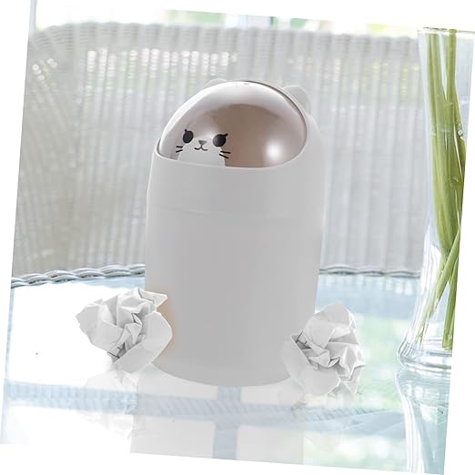 MAGICLULU Desk Trash Can Slim Plastic Garbage Can Lid Bedroom Desktop Mini Trash Bin for Office