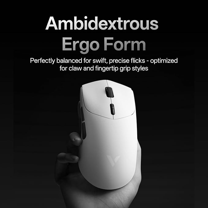 Rapoo VT7 MAX Wireless Gaming Mouse, True 8K Wireless Polling Rate, 53g Lightweight, Up to 750 Hr Battery, Nordic nRF54L15 MCU, 120-Million Optical Switch, 10 Programmable Buttons, Macro Enabled