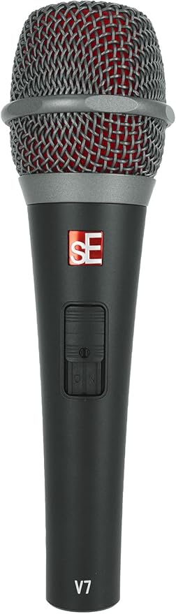 Audiosavings SE Electronics V7 Switch Bundle: Supercardioid Handheld Dynamic Microphone with Magnetic On Off Switch, WS07 External Windscreen for Plosive Reduction, Vocal Use, Talkback, 2-Items