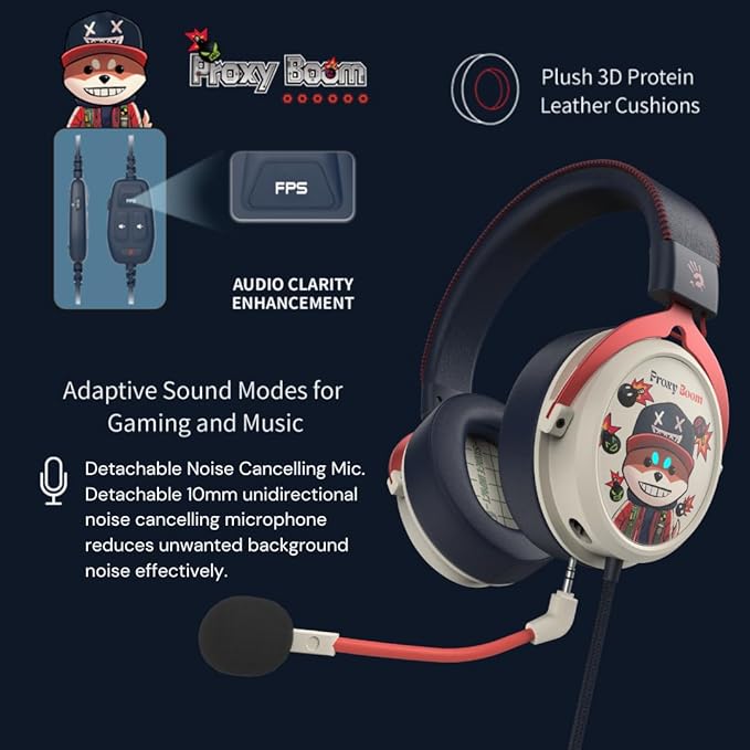 Bloody M595 HybridCore Gaming Headset - Proxy Boom Edition - Cmedia CM6646, HybridCore Precision, Noise Cancelling Mic, 280g Lightweight, 3D Protein Leather Cushions