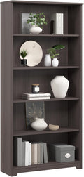 Bush Home Tall 5 Shelf Bookcase, Large Open Bookshelf, Sturdy Display Cabinet for Living Room or Home Office, Cabot Collection, Heather Gray