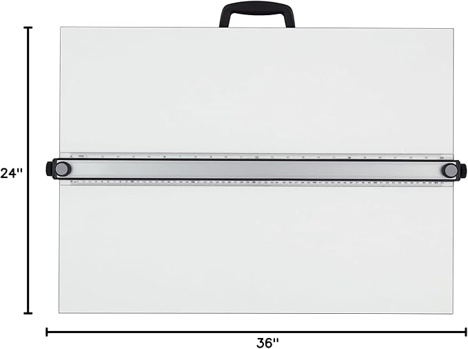 Acurit Multi-Angled 24”x36” PXB Drawing Board for Artists and Designers - Portable Tabletop Workspace, Drawing, Sketching, Drafting, Painting - Portable Laminated Surface w/Ruler & Parallel Motion Bar