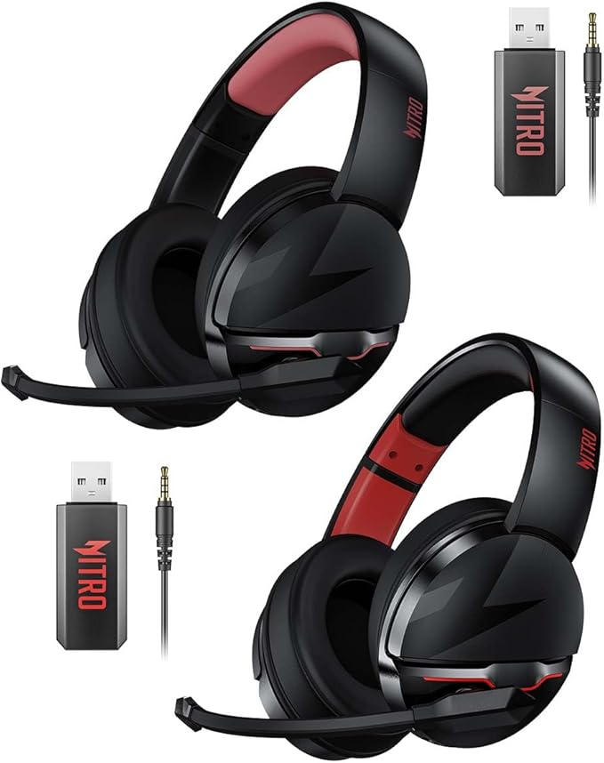 acer 2.4GHz Flex Wireless Gaming Headset |Red+Pink| Non-Stop 100H Battery | Dynamic 50mm Drivers | Clear Voice Mic | Bluetooth5.3, 3.5mm | Gaming Headphones for PC, Meeting, Music, PS4 Headset