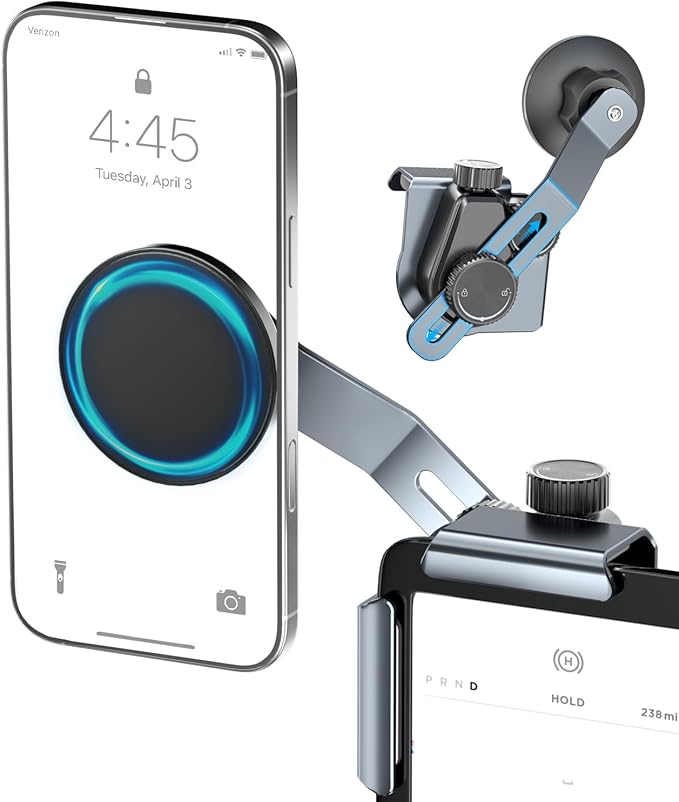 CloudValley Tesla Model Y/3 Phone Mount,【Extendable Metal Holder】 Design for MagSafe Car Accessories for iPhone, Magnetic Mobile Phone Holders, Strong Magnet for 3/Y/S/X/Cybertruck, 2026