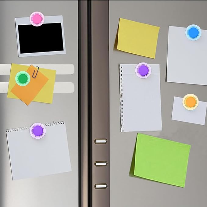 Magnetic Board Strip Set, 2 Pack Frameless Stainless Steel Iron Magnetic Strips with Adhesive Backing, Memo Notes Bulletin Bar Board for Wall, Office, School, Home, Includes 7 Colorful Magnets