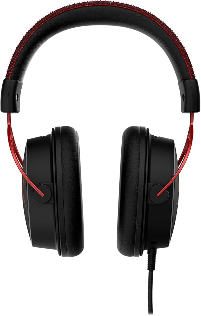 HyperX Cloud Alpha Gaming Headset Headphone Wired Detachable Noise Cancelling Microphone Dual Chamber Drivers Memory Foam Over-Ear Soft Leatherette for PC Xbox Nintendo Switch PS4 Black Red (Renewed)