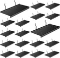 PEKGRIL 10x4.3 Inch Pegboard Shelves Set of 20, Metal Peg Board Shelves Accessories, Flat Display Shelves for Pegboard, Metal Retail Display for Storage and Organization, Black