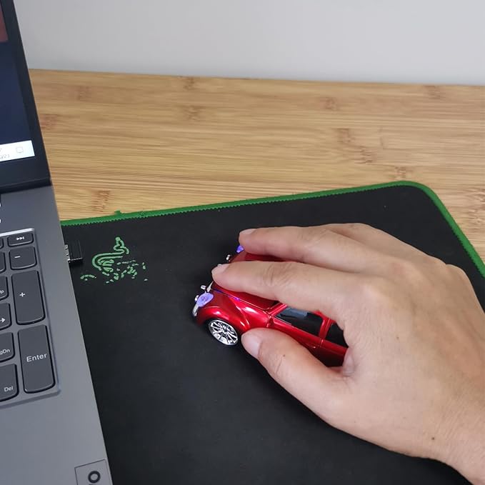 Car Mouse for Computer, Cool and Cute Car-Shaped Mouse, Wireless 2.4Ghz Optical Mice for Laptop PC Mac (Red)