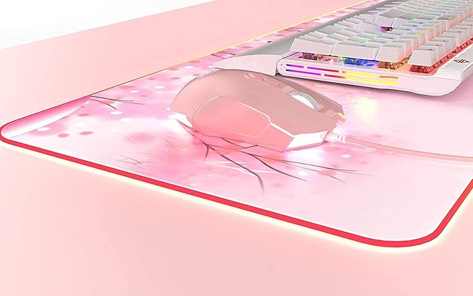 Lomiluskr AJ52 RGB Wired Gaming Mouse, 7 Programmable Buttons, Computer Mice with RGB Lighting, 200-4800 DPI Adjustable, for PC/Laptop (Pink)