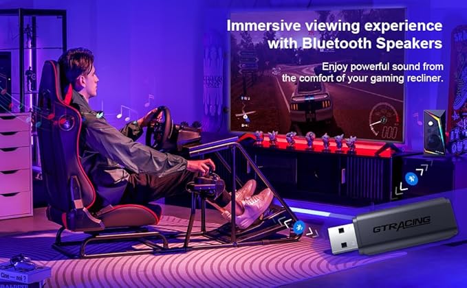 GTPLAYER Gaming Chair Bundle with Integrated Speakers, RGB Computer Speakers & USB Adapter – Ergonomic Music Chair for Surround Sound, Wireless & Complete Entertainment Setup, Ivory